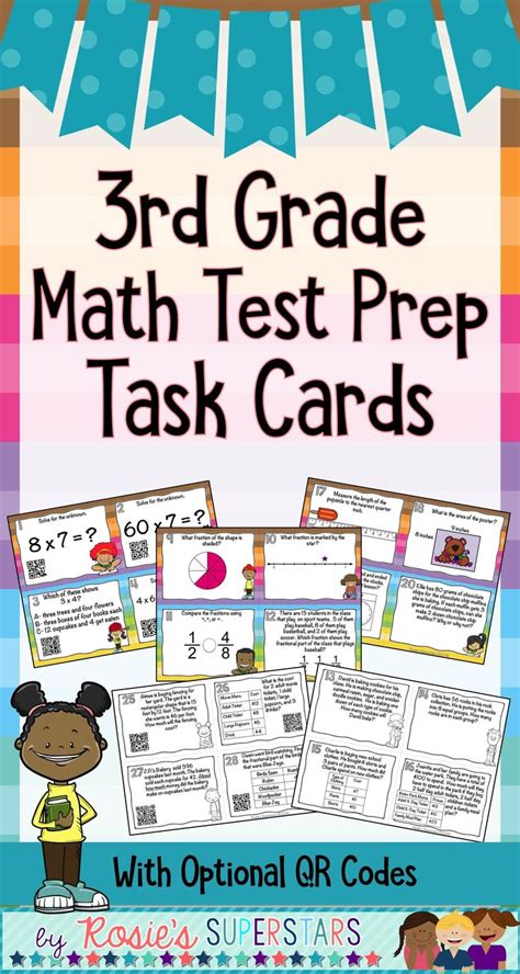 3rd Grade Math Review Task Cards With Optional QR Codes 3rd Grade