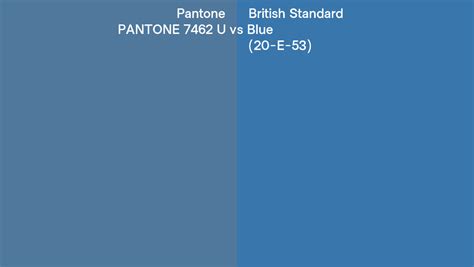 Pantone 7462 U Vs British Standard Blue 20 E 53 Side By Side Comparison