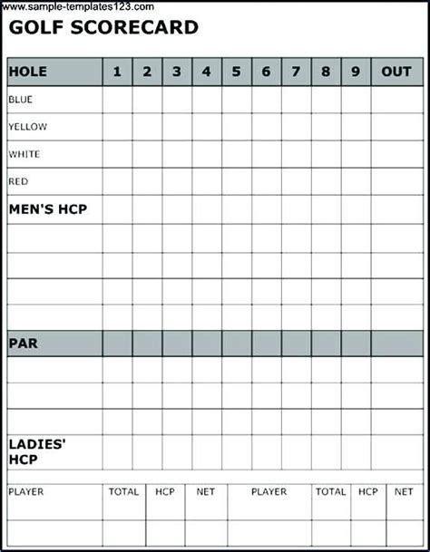 Mini Golf Scorecard Template