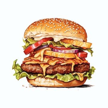 Premium Vector | Hamburger vector on white background