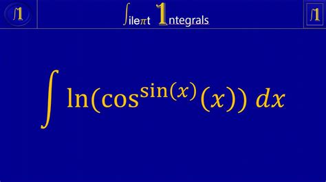 Indefinite Integral Lncosxsinx By Substitution And Parts By Parts Silent Integrals