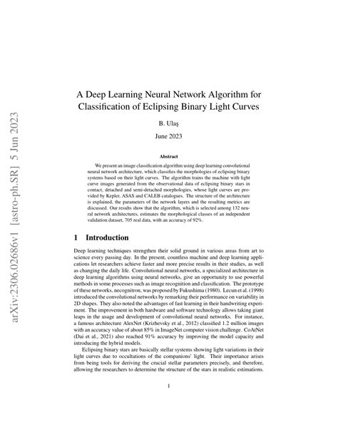 PDF A Deep Learning Neural Network Algorithm For Classification Of