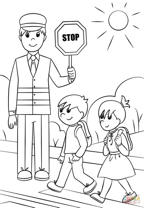 Safety Sign Crossing The Street Coloring Page Road Signs Traffic