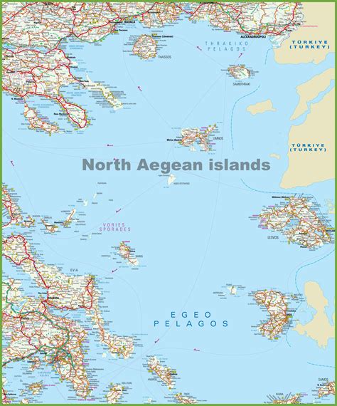 North Aegean Islands map