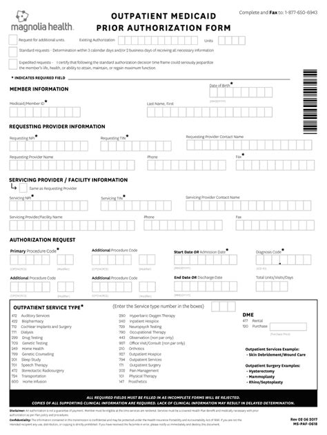 Fillable Online Medicaid Outpatient Prior Authorization Fax Form Fax