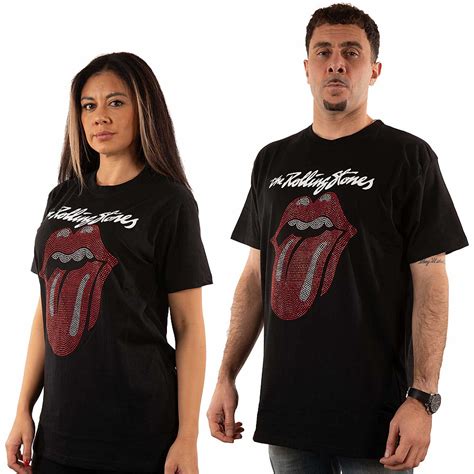 Rolling Stones Tri Ko Logo Tongue Diamante Black P Nsk Musicwear