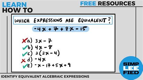 Identifying Equivalent Expressions Practice Problems Youtube