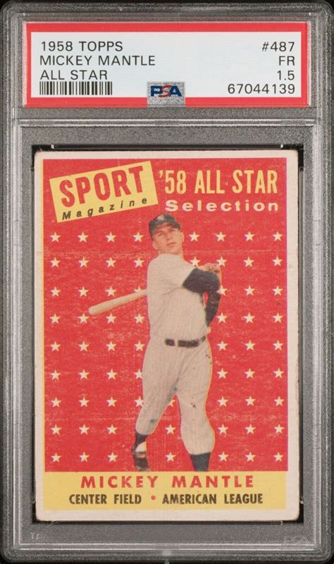 1958 Topps All Star Mickey Mantle 487 PSA 1 5 FR HOF NICELY CENTERED