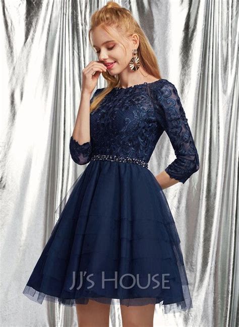 US 160 00 A Line Scoop Short Mini Tulle Homecoming Dress With