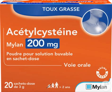 Mylan Acétylcystéine 200mg Toux Grasse Poudre Pour Solution Buvable