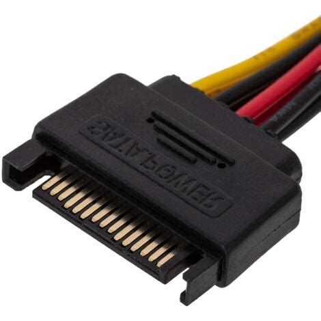 Câble convertisseur d alimentation SATA 15 broches mâle vers 2 MOLEX 4