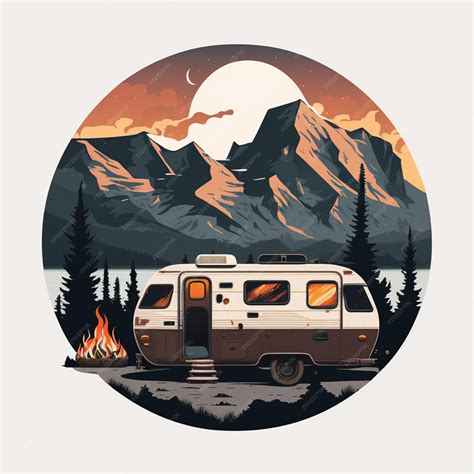 Premium AI Image | A drawing of a camper van with a camper in the ...