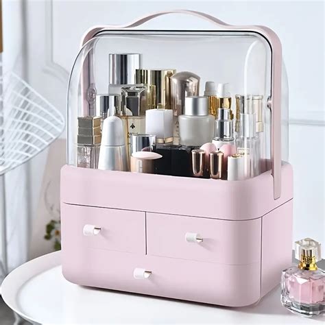 Large Capacity Makeup Organizer Dust Water Proof Cosmetics Temu