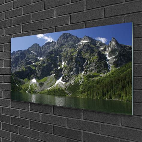 Union Rustic Glasbild Berge See Wald Landschaft Wayfair De