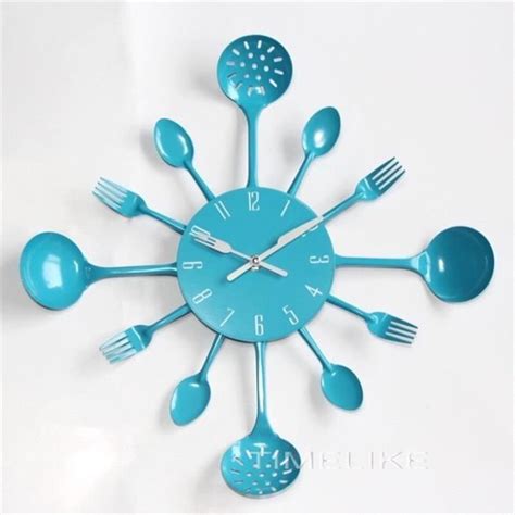 Horloge blue Horloge Murale à Quartz couverts de cuisine cuillère