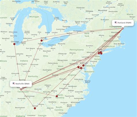 All Flight Routes From Nashville To Portland Bna To Pwm Flight Routes