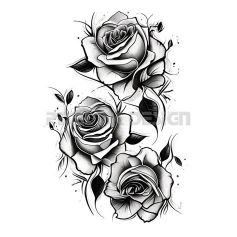 Roses Flowers Tattoo White Background Download High Resolution Digital ...