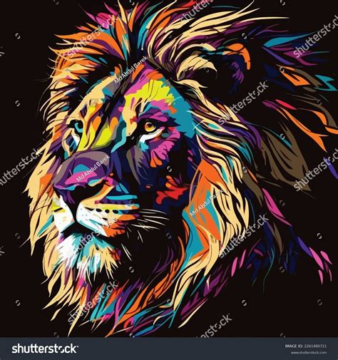 Colorful Lion Head Pop Art Style Stock Vector Royalty Free