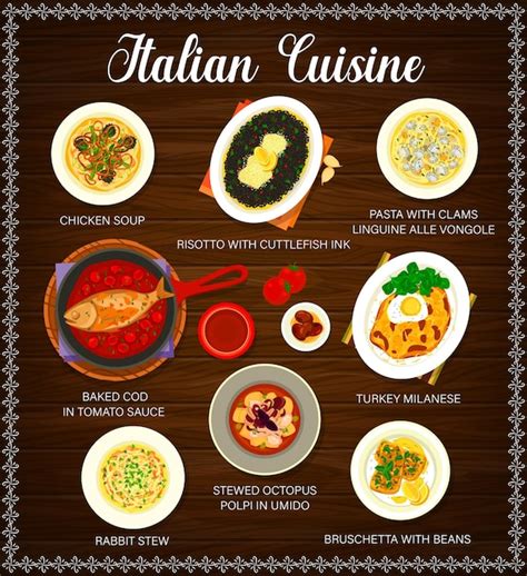 Premium Vector Italian Food Restaurant Dishes Vector Menu Page