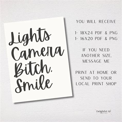 Lights Camera Smile Digital Wall Print Ttpd Print Swiftie Instant