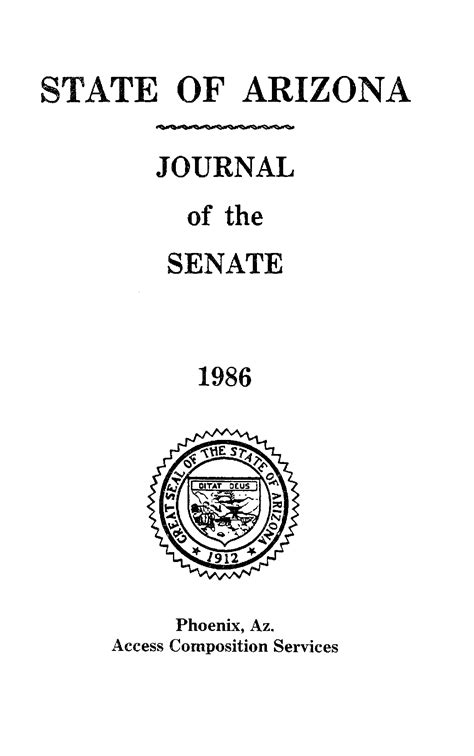 1986 Journal Of The Senate State Of Arizona Thirty Seventh