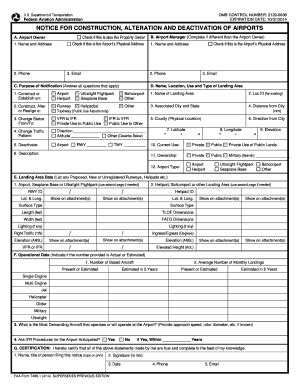 Fillable Online Faa Form Notice For Construction Alteration