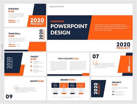 Premium Vector Blue Orange Powerpoint Template