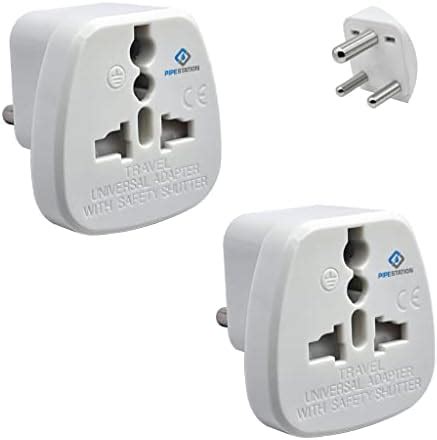 Pipestation UK To India Plug Adapter 2 Pack India To UK Travel