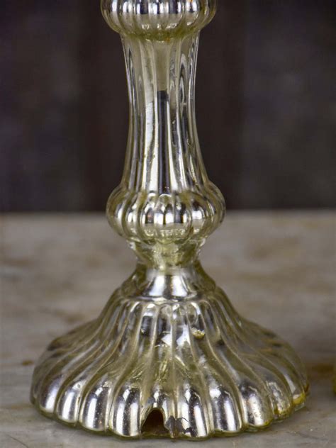 Pair Of 19th Century Mercury Glass Candlesticks Chez Pluie