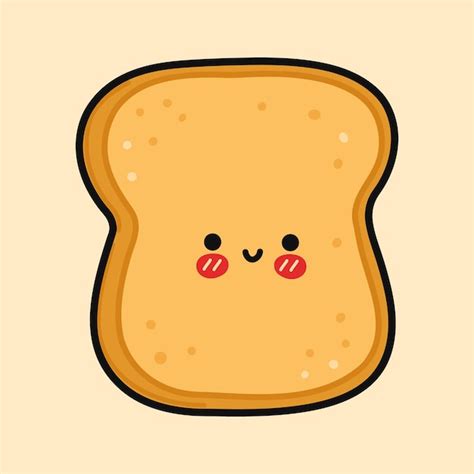 Premium Vector Cute Funny Toast Piece Of Bread