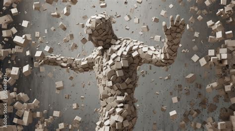 Intriguing Human Body Shape Composed Of Disintegrating Tessellated