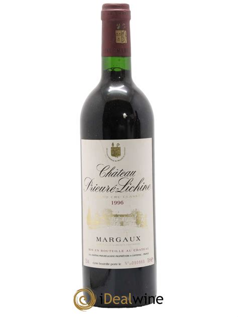 Acheter Château Prieuré Lichine 4ème Grand Cru Classé 1996 lot 7019