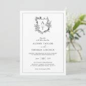 Formal Floral Crest Monogram Wedding Invitation Zazzle