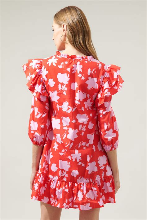 Sunset Floral Sammy Ruffle Drop Waist Dress Sugarlips