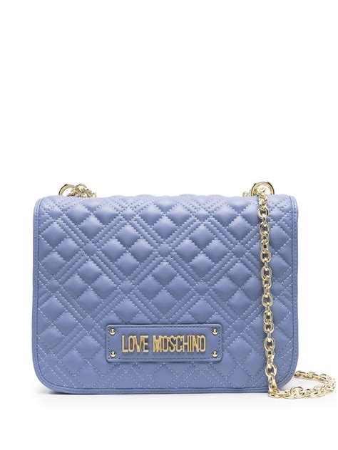 Love Moschino Logo Plaque Quilted Shoulder Bag Farfetch