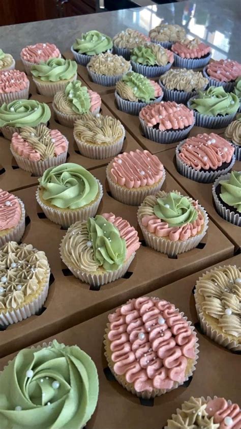 Mixed Cupcakes Sage Green Peachy Pink Latte Beige Buttercream