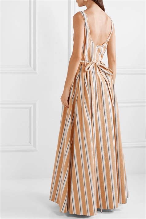 Brock Collection Oriana Striped Stretch Cotton Poplin Maxi Dress