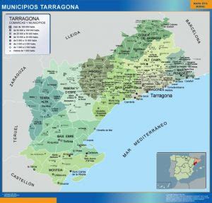 Mapa Tarragona Por Municipios Magn Tico Enmarcado Para Imanes Mapas