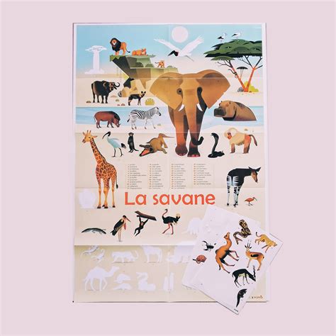 Poster Autocollants Stickers Les Animaux De La Savane Poppik