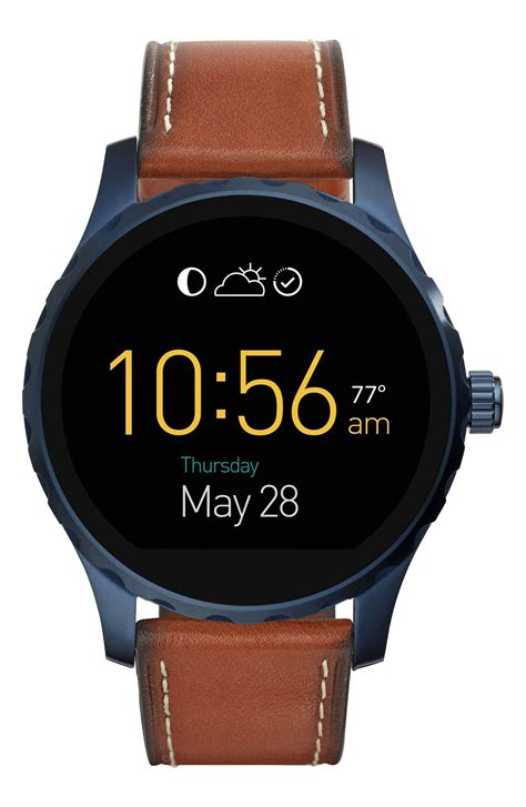 Fossil Q Marshal Leather Strap Digital Smart Watch Mm Nordstrom