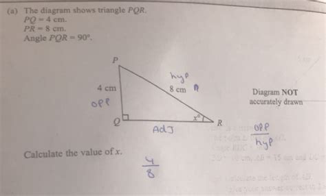 Solved A The Diagram Shows Triangle Pqr Pq4cm Pr8cm Angle Pqr90° Diagram Not Accuratel