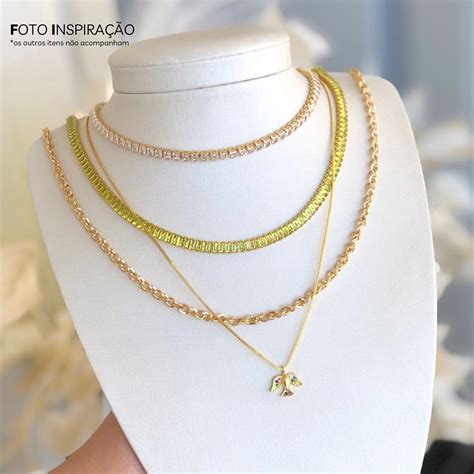 Lu Sa Lug O Acess Rios Chd Dourado Choker Riviera Quadrada