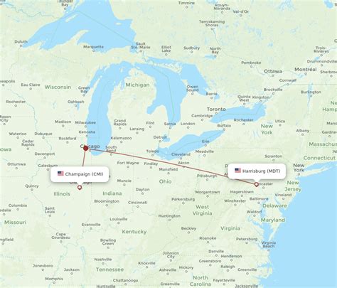 All Flight Routes From Middletown To Champaign Mdt To Cmi Flight Routes