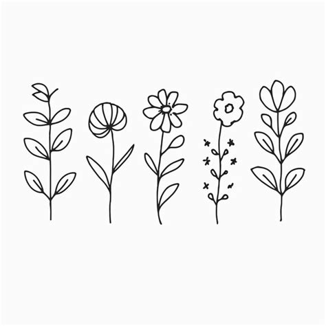 Premium Ai Image A Drawing Of A Line Of Flowers With Leaves And