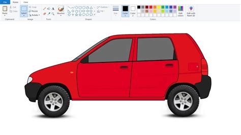 How To Draw Maruti Suzuki Alto Car In Computer Using Ms Paint Car