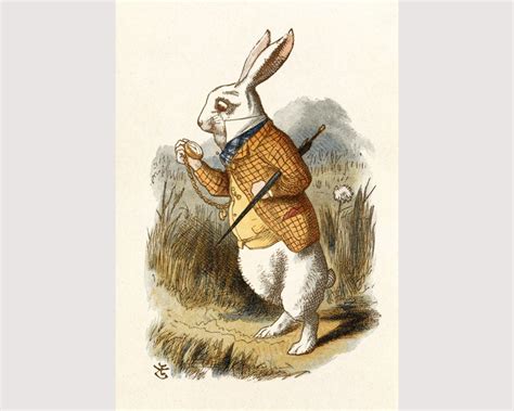 White Rabbit Alice In Wonderland Art Print Sir John Tenniel Etsy