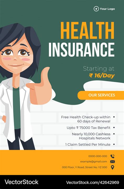 Flyer Design Of Health Insurance Royalty Free Vector Image