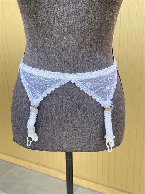 White Semi Sheer Garter Belt Vintage Lingerie XS S Etsy