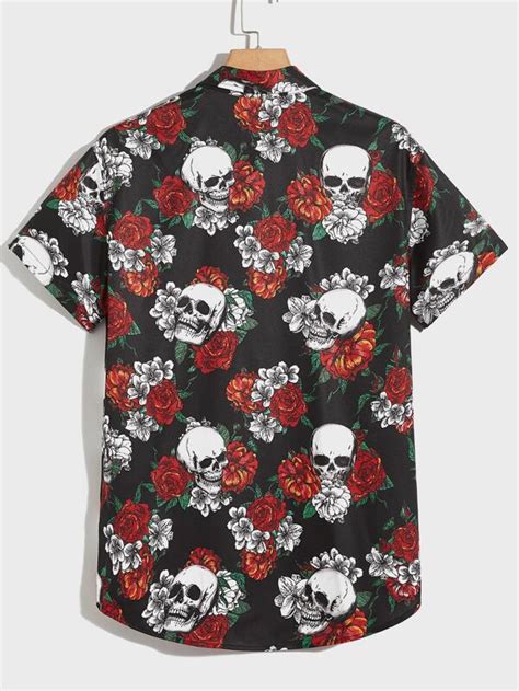 Manfinity Legnd Men Skull And Floral Print Shirt Shein Usa