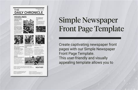 Simple Newspaper Front Page Template in Illustrator, Word, PSD ...